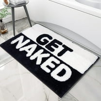 Get Naked Bath Mat Black and White Bathroom Rugs Non Slip Soft Thick Microfiber Bath Rug Fun Bathroom Decor Washable 20x32 Inch