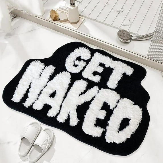 Get Naked Bath Mat, Cute Bathroom Rug for Bathroom Mat, rregular Non Slip Shower Floor MatUltra Soft Mat Funny Bathroom Decor Soft Water-absorbent Anti-slip Floor