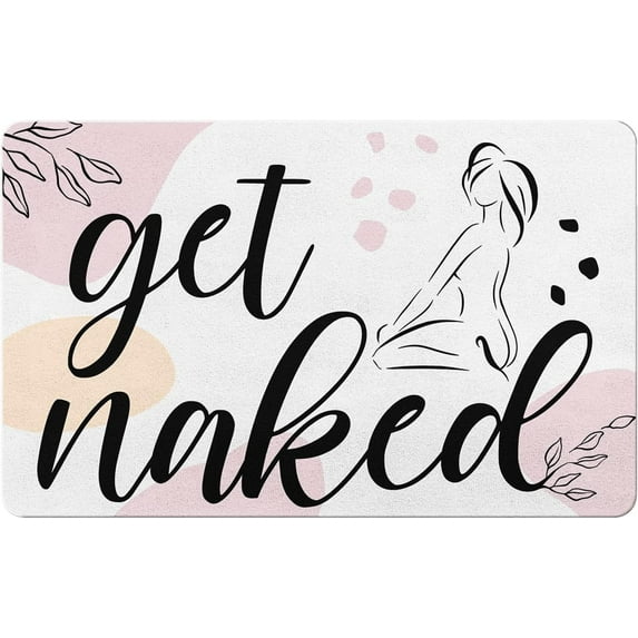 Get Naked Bath Mat Cute Bathroom Rugs Pink Bath Mat for Bathroom Decor Funny Bath Mat Non-Slip Thick Microfiber Bath Rug Machine Washable 32 x 20 Inch, Multicolor