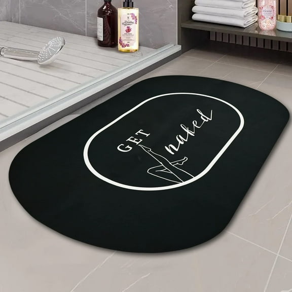 Get Naked Bath Mat -Diatomaceous Earth Bath Mat 20”x32” Diatom Mud Shower Mat Non Slip Resistant Quick Dry Rubber Decor Bathtub Oval Tub Absorbent Funny Funny Bath Mats for Bathroom - Bath Decor