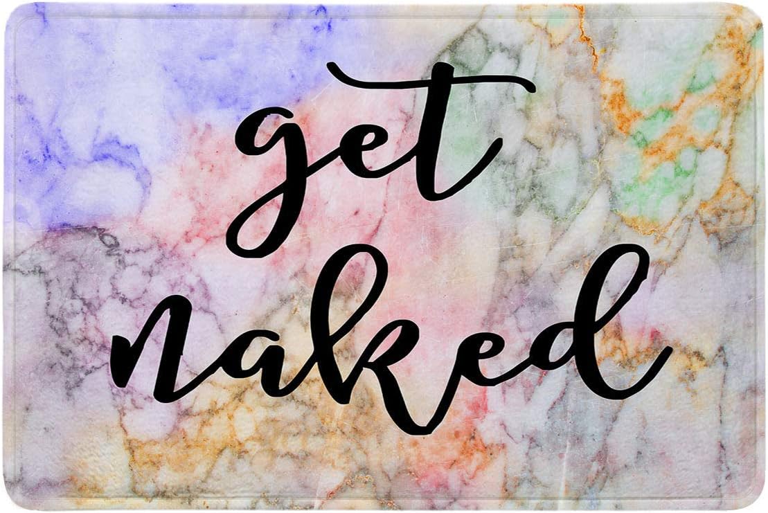 Get Naked Bath Mat Marble Black Font Bathroom Rugs Colorful Funny