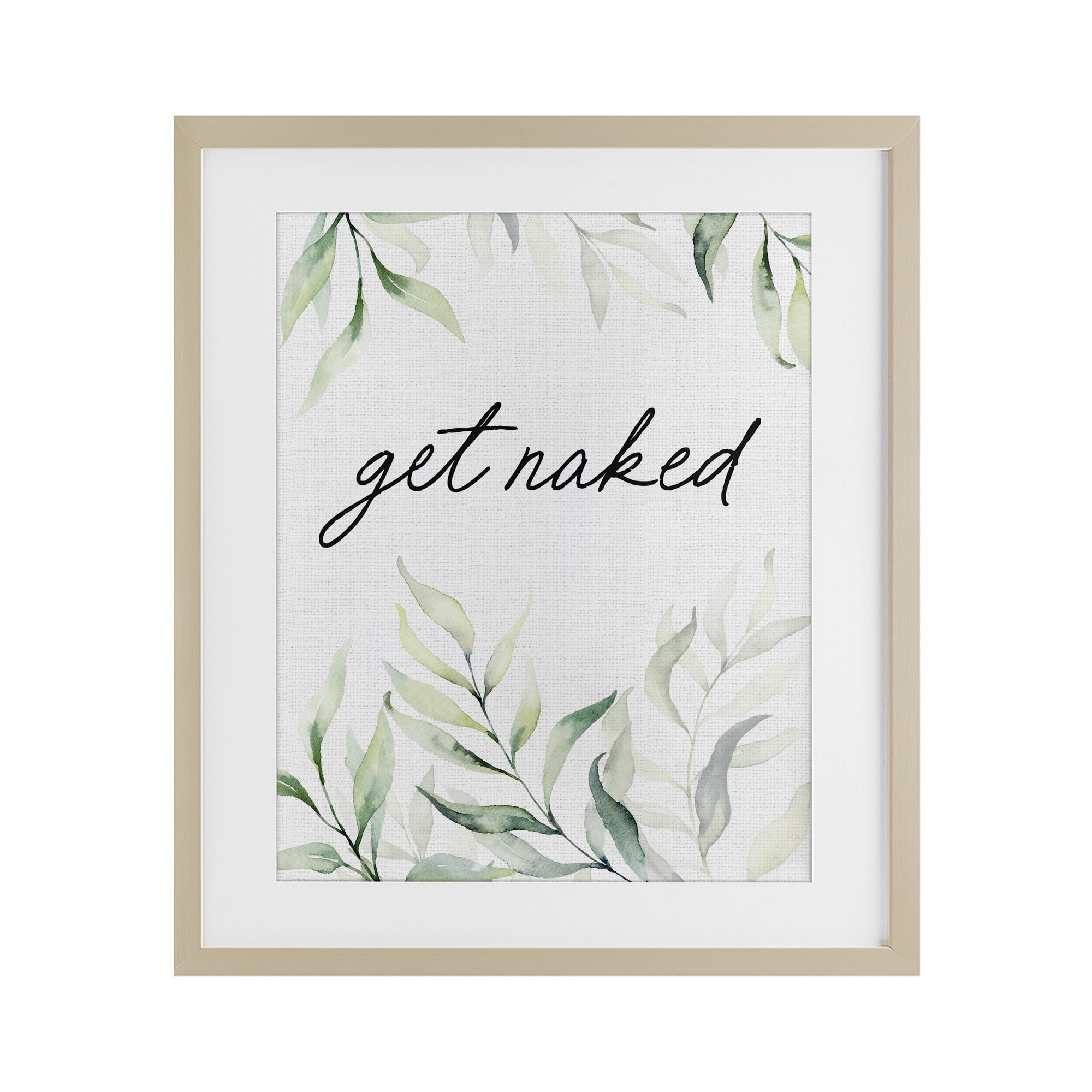 Get Naked Bathroom Herbs Birch Framed Print Under Glass, design by Lettered and Lined