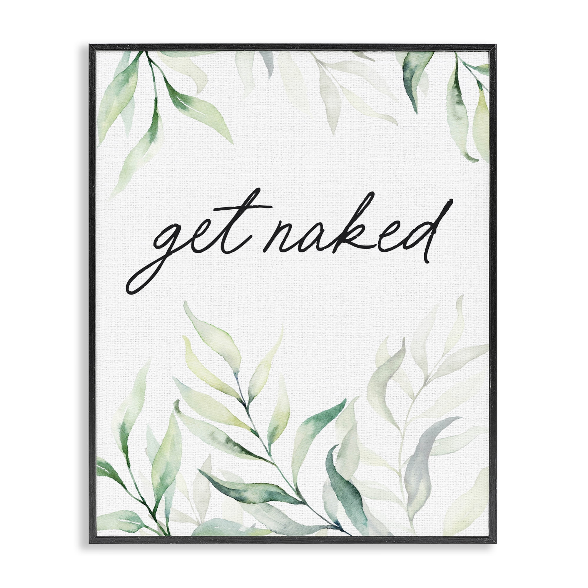Get Naked Bathroom Herbs Black Framed Giclee Art, design by Lettered and Lined