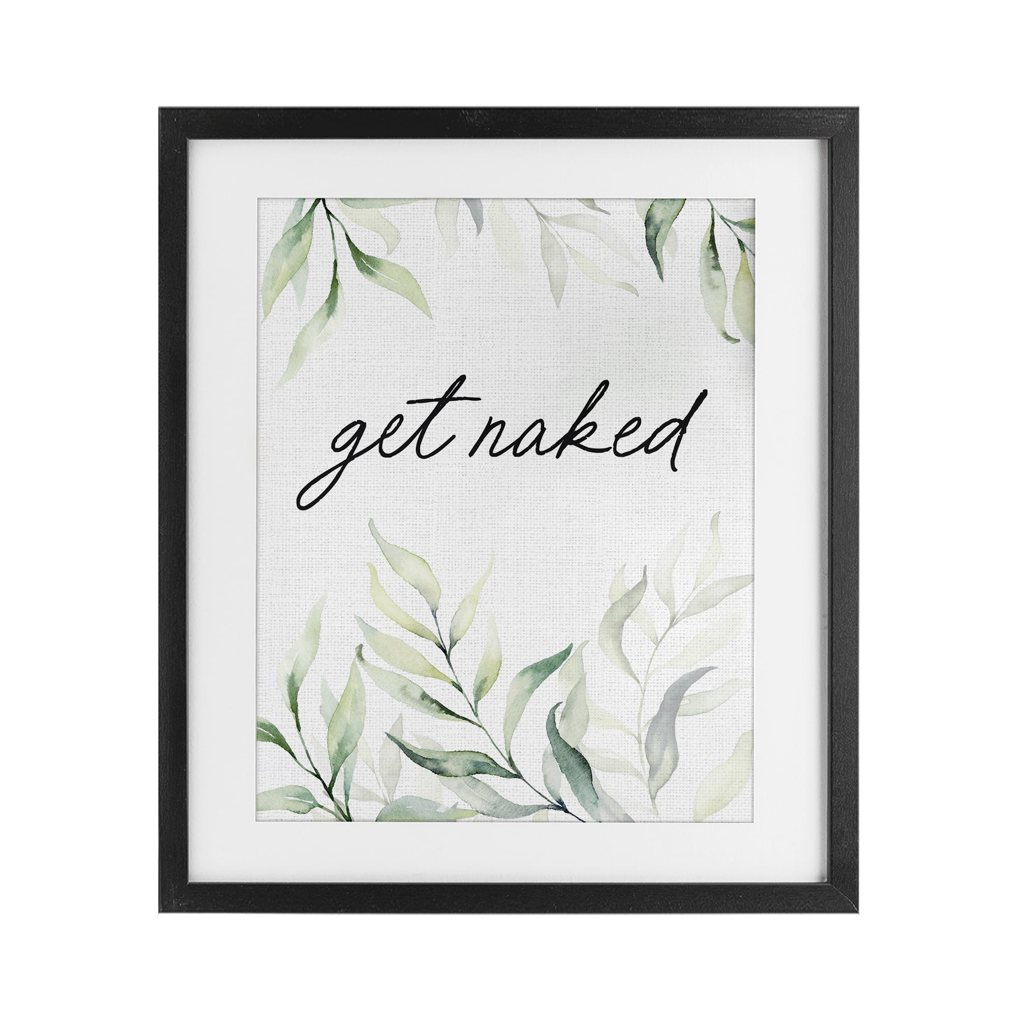 Get Naked Bathroom Herbs Black Framed Print Under Glass, design by Lettered and Lined