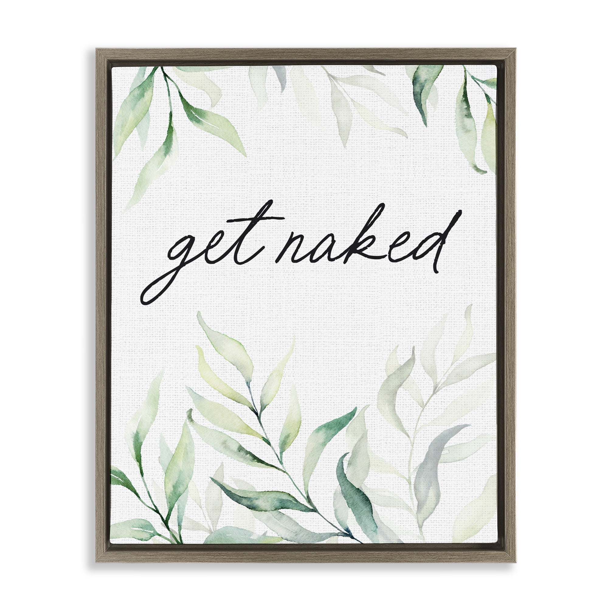 Get Naked Bathroom Herbs Brown Framed Floater Canvas Wall Art, design by Lettered and Lined