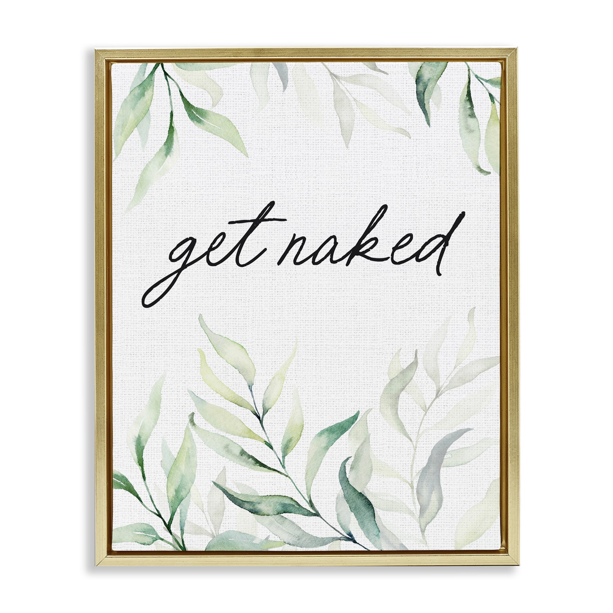 Get Naked Bathroom Herbs Gold Framed Floater Canvas Wall Art, design by Lettered and Lined