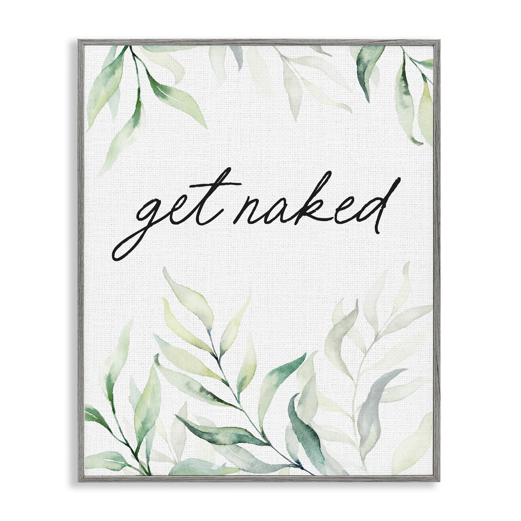 Get Naked Bathroom Herbs Gray Framed Giclee Art, design by Lettered and Lined