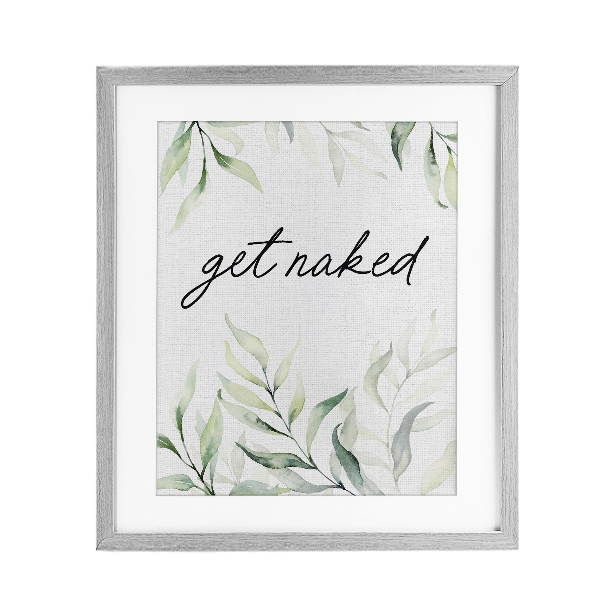 Get Naked Bathroom Herbs Gray Framed Print Under Glass, design by Lettered and Lined