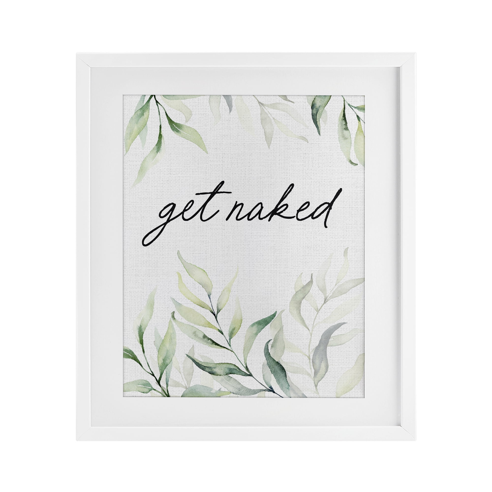 Get Naked Bathroom Herbs White Framed Print Under Glass, design by Lettered and Lined