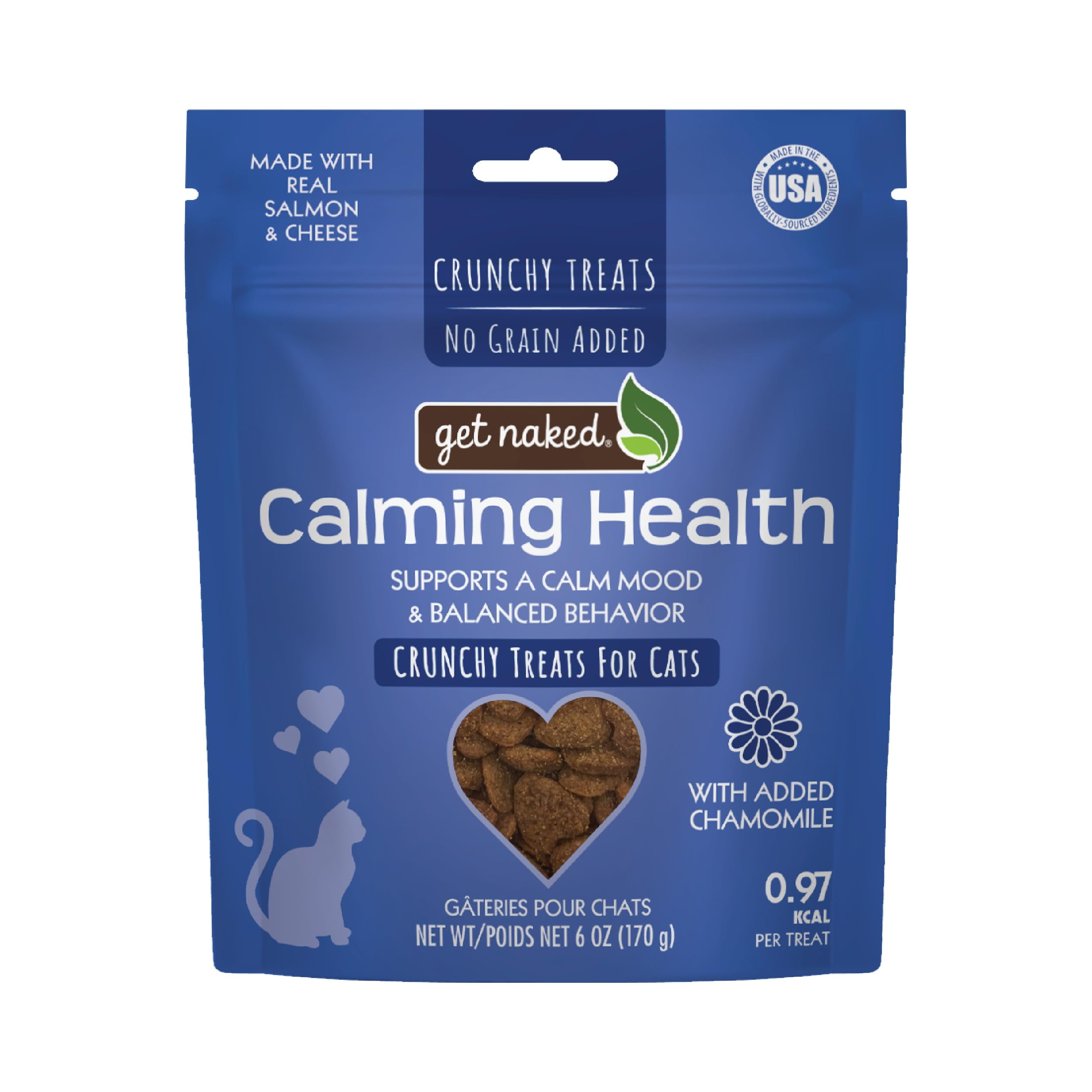 Get Naked Cat Crunchy Treats Salmon & Cheese Flavor, Calming Health, 2.5-oz Bag 2.5 Ounce (Pack of 1)