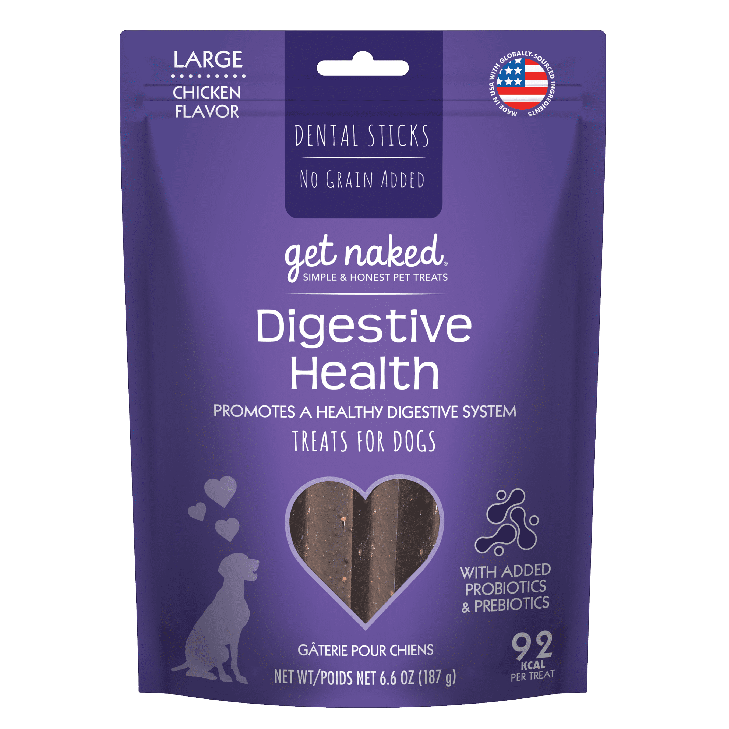 Get Naked Dental Chew Sticks Dog DIGESTIVE HEALTH LARGE 6.6 oz