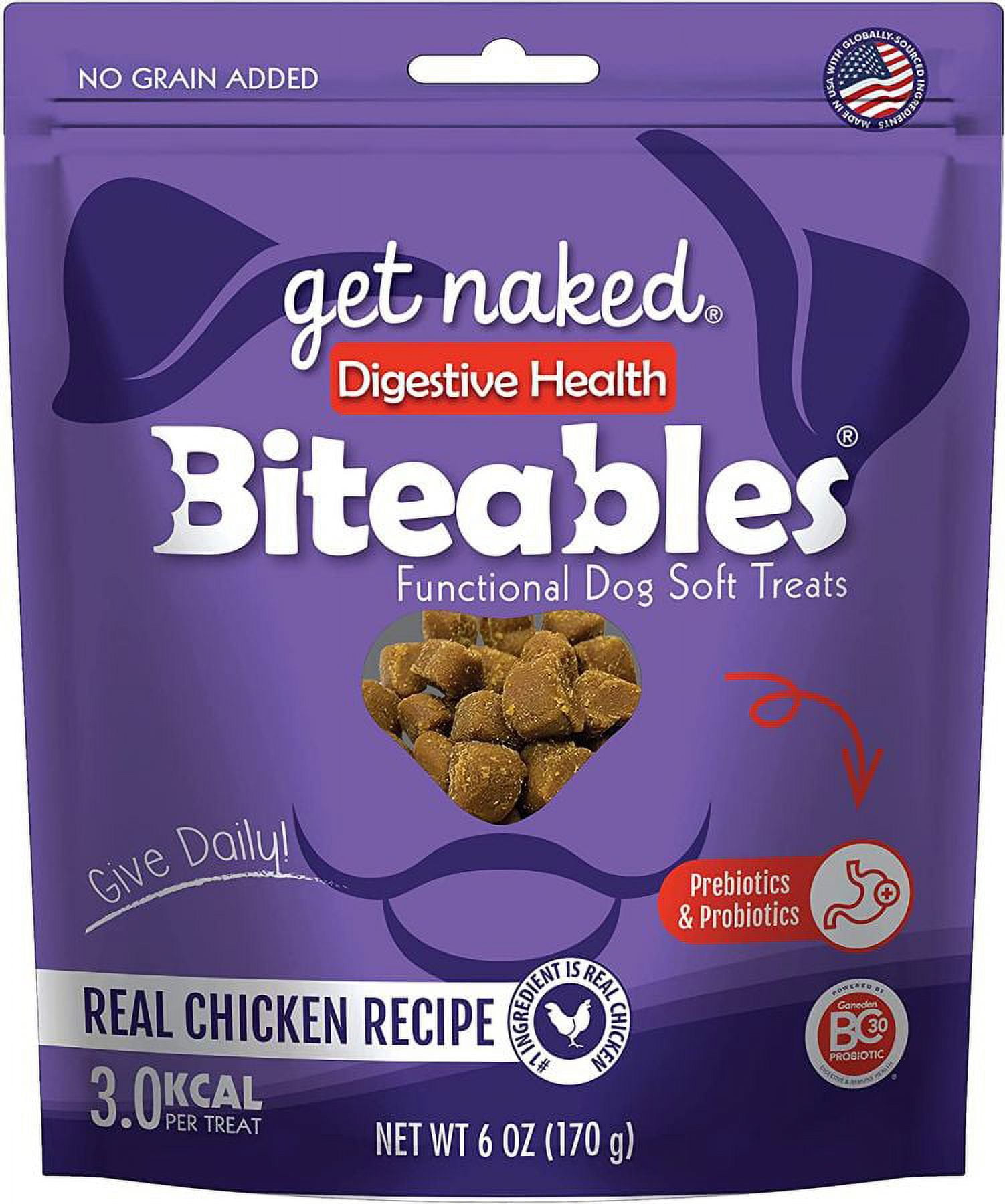 Get Naked Digestive Health Soft Dog Treats - Chicken Flavor [Dog, Treats Packaged] 5 oz