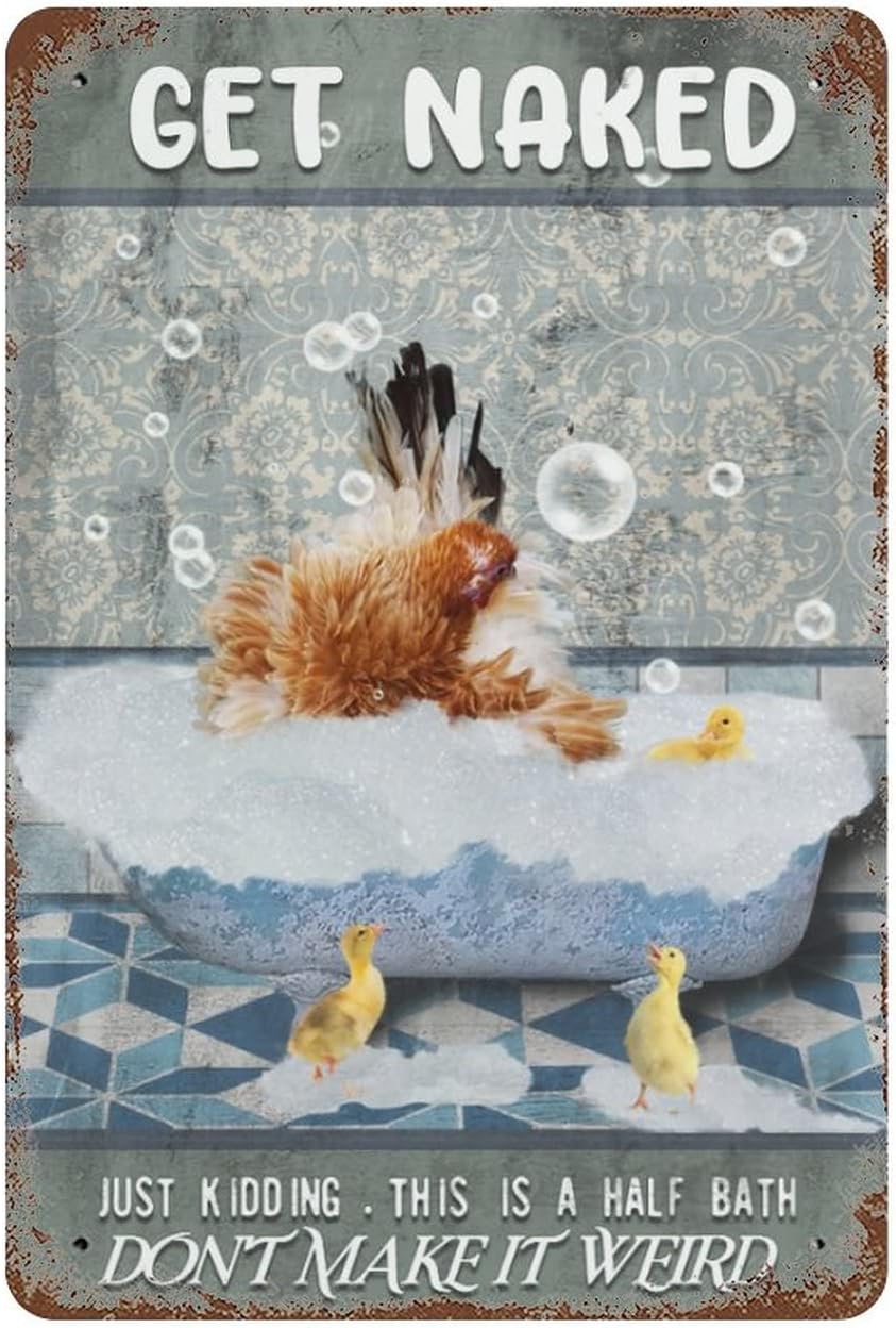 Targa In Legno Divertente Per Bagno – Scritta 'Get Naked Just Kidding...' – 12,7x12,7 Cm – Decorazione Rustica