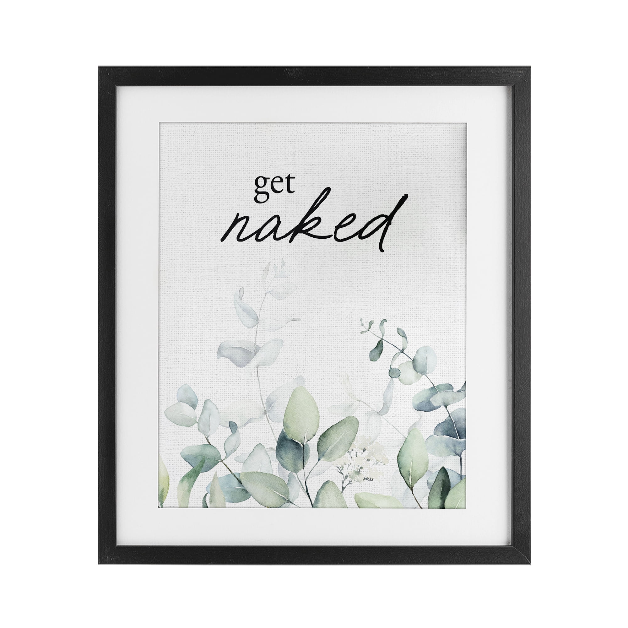 Get Naked Minimal Herbs Black Framed Print Under Glass, design by Lettered and Lined