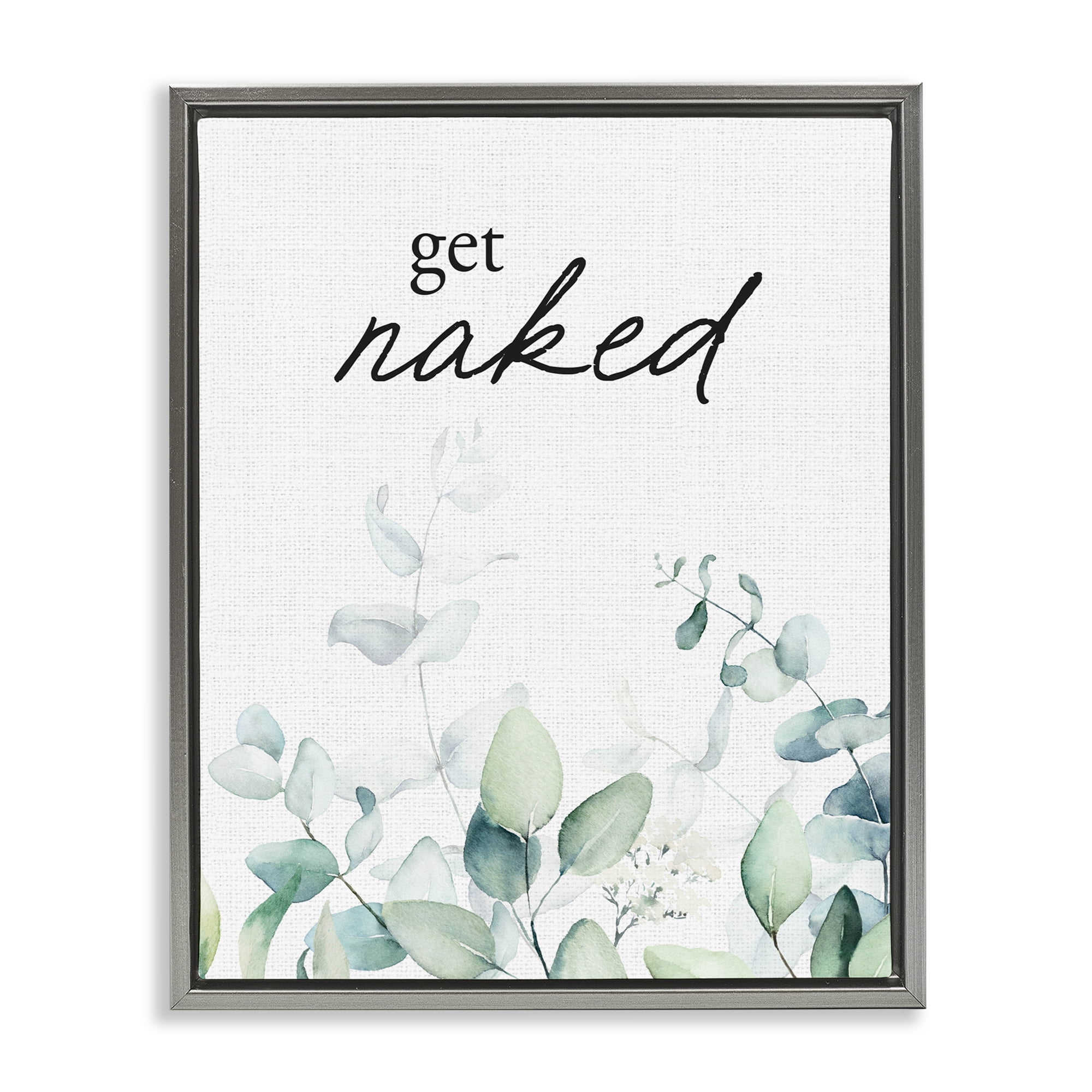 Get Naked Minimal Herbs Gray Framed Floater Canvas Wall Art, design by Lettered and Lined