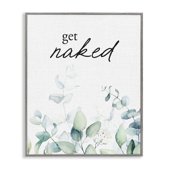 Stupell Industries Modern Get Naked Minimal Herbs Gray Framed Giclee Art, 11 x 14, by Lettered and Lined
