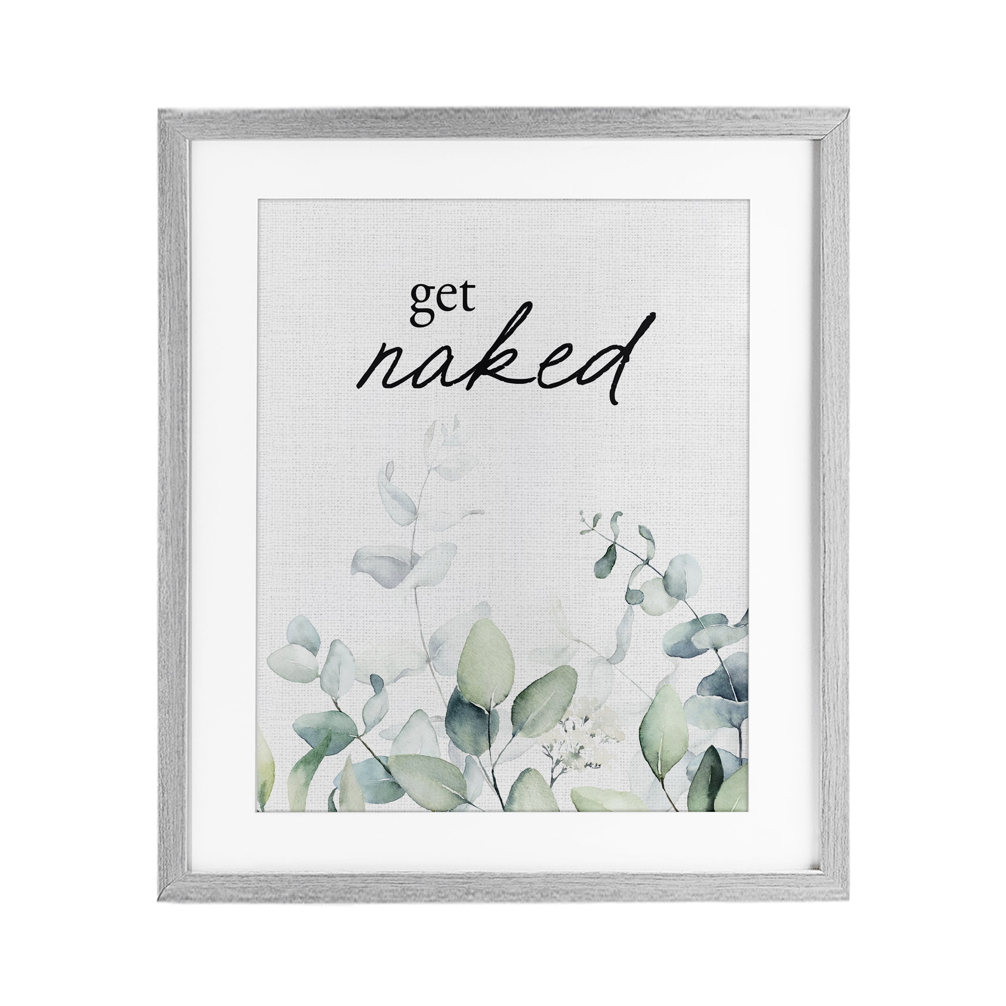 Get Naked Minimal Herbs Gray Framed Print Under Glass, design by Lettered and Lined