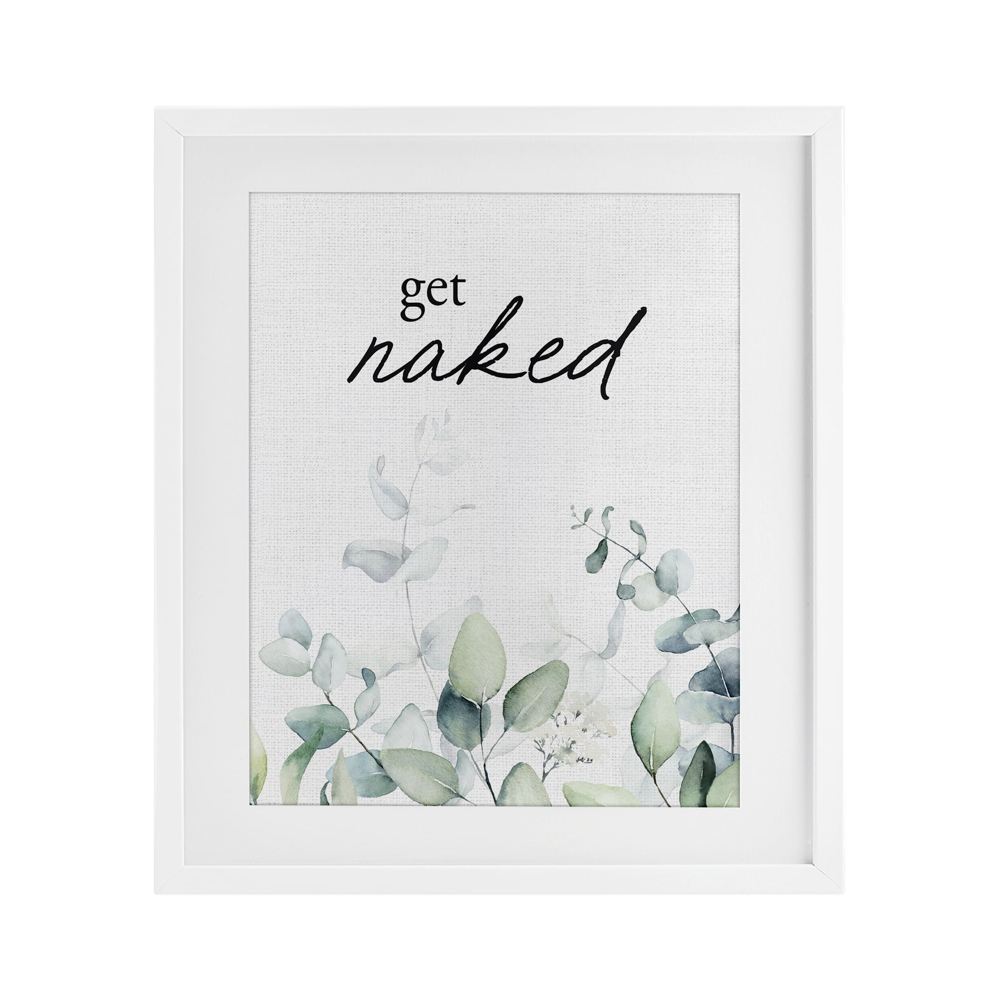 Get Naked Minimal Herbs White Framed Print Under Glass, design by Lettered and Lined