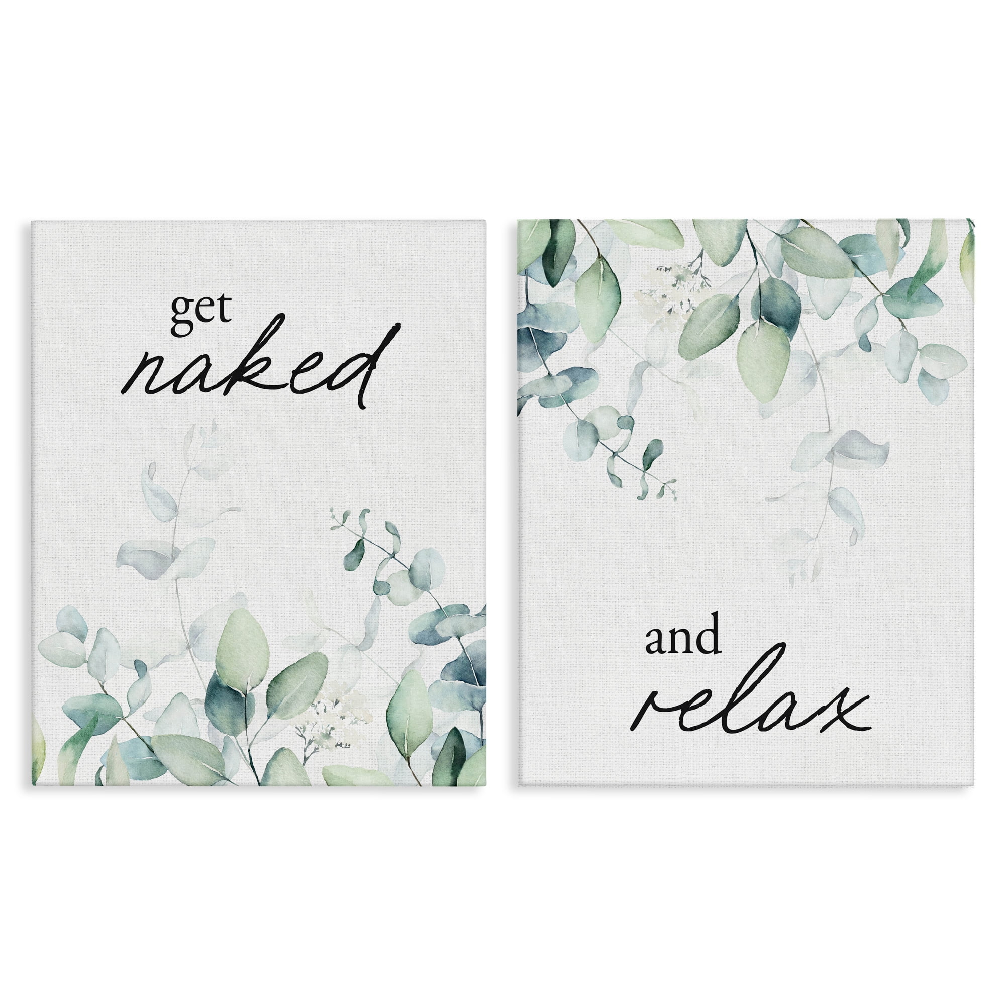 Get Naked & Relax Herbs 2 Piece Canvas Wall Art Set, design by Lettered and Lined