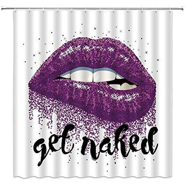 Get Naked Shower Curtain Sexy Woman Lips Print Romantic Love kiss Sign ...