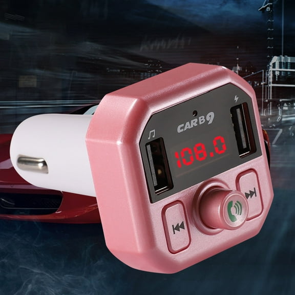 Get It Now,USB In-Car Adapter Wireless Bluetooth Kit,QC3.1 Fast USB Charger,Hands-Free FM Bluetooth Transmitter for Car Audio and Calls Special Edition|Plastic,Pink