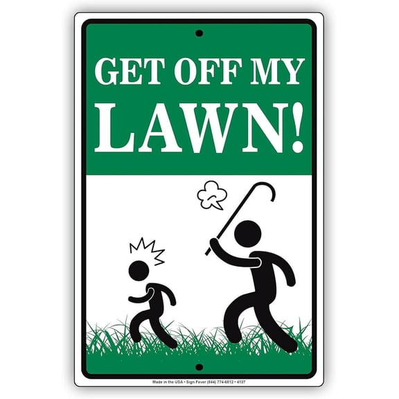 Get Off My Lawn Garden Old Man Property Home Notice Novelty Tin Metal Sign 12"x8"