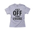 thumbnail image 1 of Get Off the Phone - Tired of Everyone on Their Phones Girl's Cotton Youth Grey T-Shirt, 1 of 2