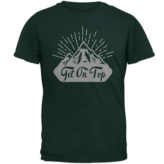 Get On Top Mountain Hiking Mens T Shirt Forest Green 2XL