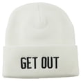 thumbnail image 1 of Get Out Embroidered Long Knit Beanie - White OSFM, 1 of 5