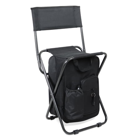 Get Out Foldable Backpack Camping Chair with Backrest, Black
