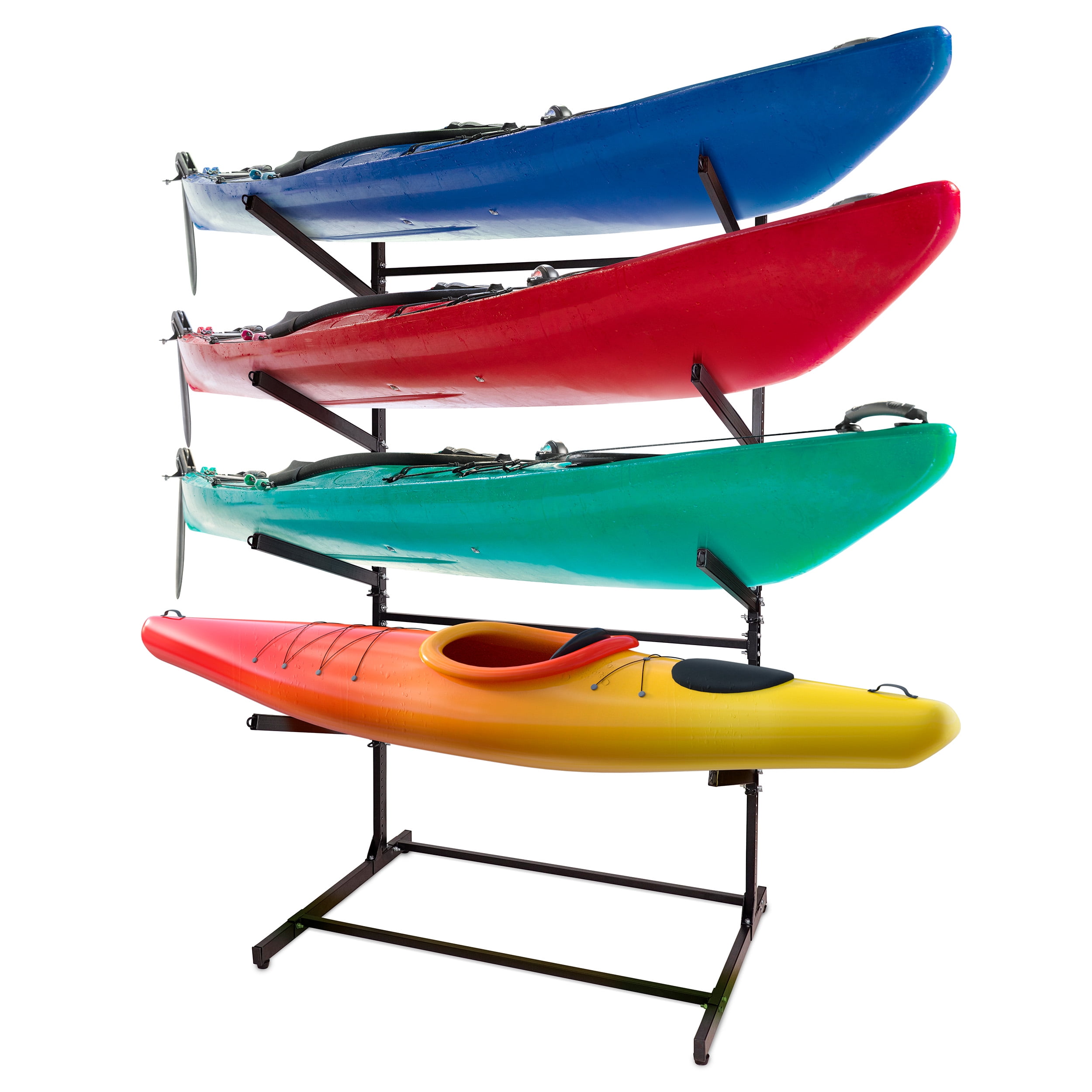 Powder Coated Black Metal 4-Tier Kayak Storage Rack