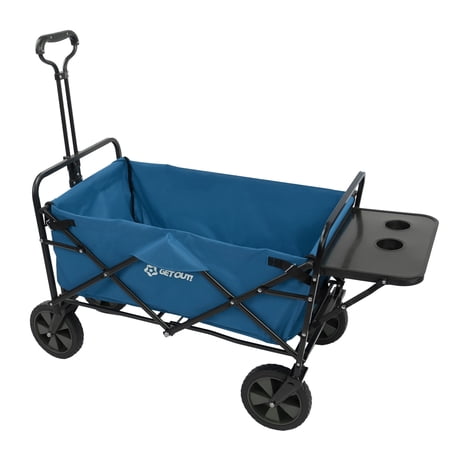 Get Out! Pull Wagon Cart Foldable with Table - 220lb Max Navy Collapsing Cart