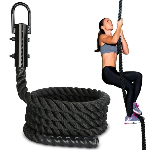Get Out!™ Workout Fitness Climbing Rope Gym Exercise Battle Rope 15’ Ft in Black