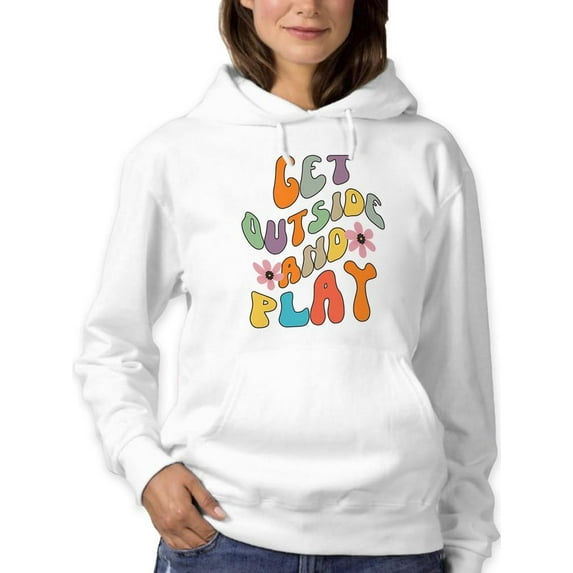 Get Outside. Groovy Style Hoodie Women -Image by Shutterstock, Female 3X-Large