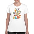 thumbnail image 1 of Get Outside. Groovy Style T-Shirt Women -Image by Shutterstock, Female Small, 1 of 4