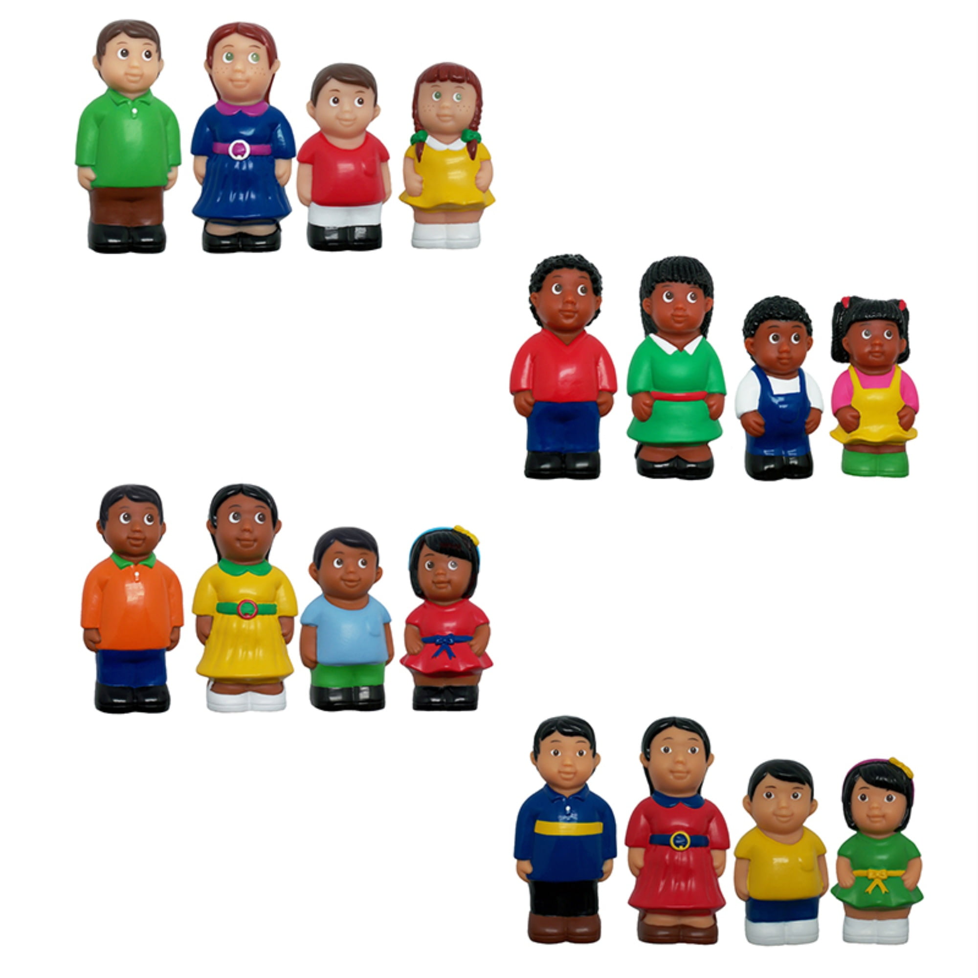 Multicultural Family Figures Set with Soft Vinyl Construction