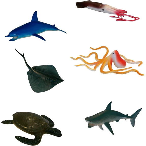 Get Ready Kids Ocean Animals Action Figure Set, 6 Pieces, 7" Marine Animals