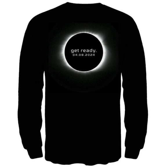 Get Ready Next Total Solar Eclipse Mens Long Sleeve T Shirt Black LG