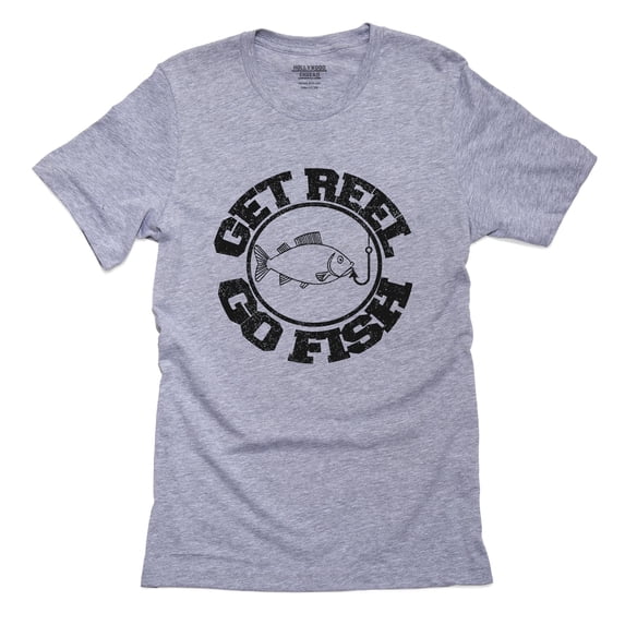 Get Real Go Fish - Awesome Fishing Graphic Men's Grey T-Shirt