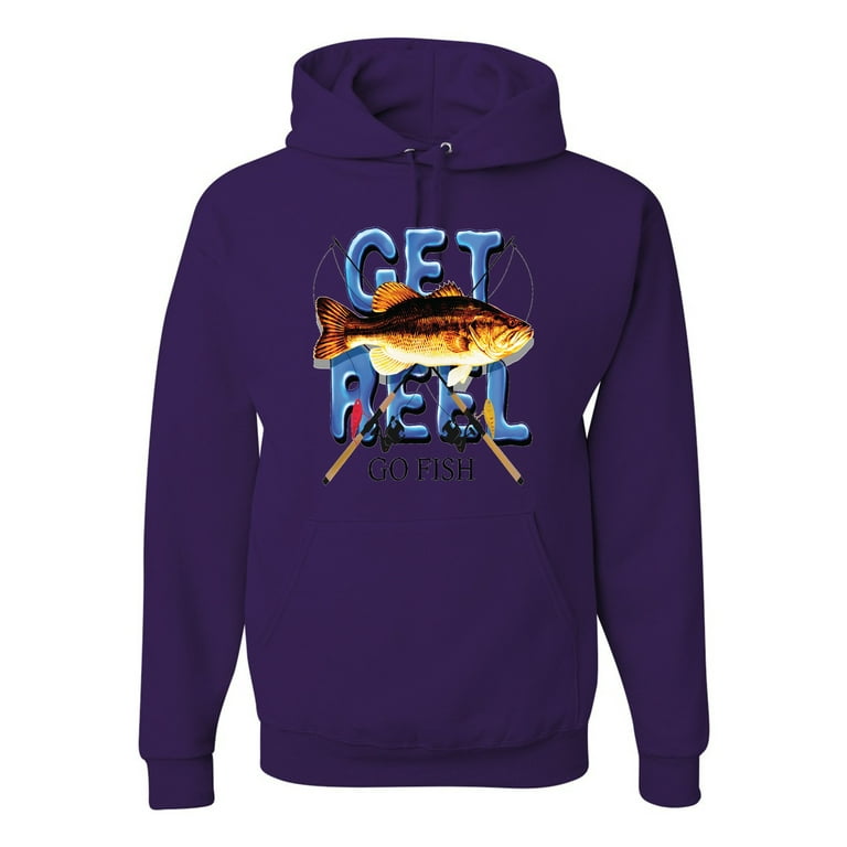 Get Reel Go Fish Lovers Mens Hoodies, Purple, Large 