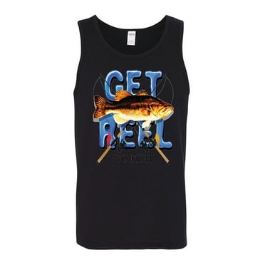 Get Reel Go Fish Lovers Mens Tank Top, Black, Small