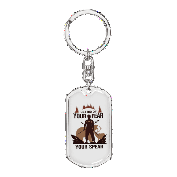 Get Rid Of Your Fear Hunter'S Keychain Stainless Steel or 18k Gold Dog Tag Keyring