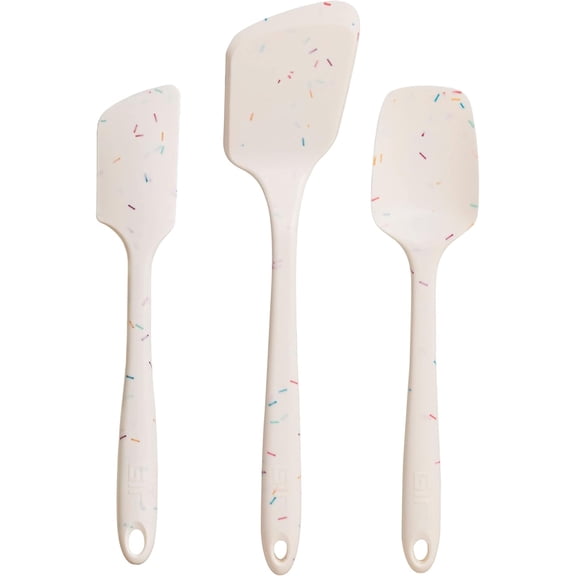 : Get It Right 3-Piece Ultimate Silicone Kitchen Utensils Set - Spatula, Flip & Spoonula - Non toxic Cooking Utensils for Nonstick Cookware, Cooking and Baking - Sprinkles