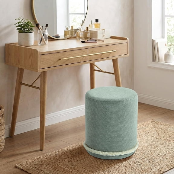 Get Set Style Furniture Cirque Skirted Ottoman Round Minimalist Green