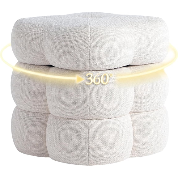 Get Set Style Flora Swivel Ottoman (White)