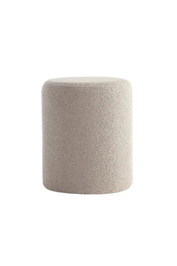 Paulo Boucle Round Beige Ottoman 1-Count 17 Inch