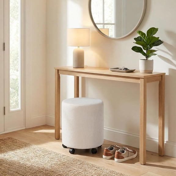 Get Set Style Rollio Wheeled Ottoman (Cool White)
