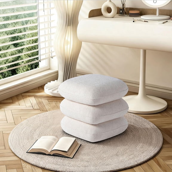 Get Set Style Stacked Swivel Ottoman ( White )