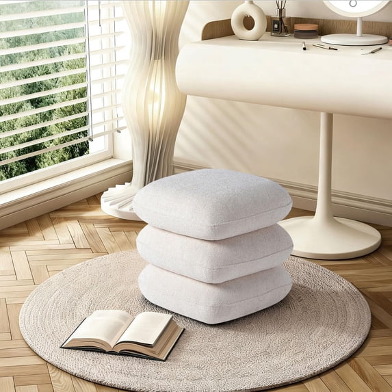 Get Set Style Stacked Swivel Ottoman ( White )