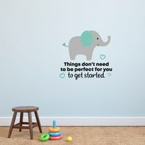 Get Started Elephant Animal Quote Cartoon Quotes Decors Wall Sticker Art Design Decal for Girls Boys Kids Room Bedroom Nursery Kindergarten Home Decor Stickers Wall Art Vinyl Decoration (40x40 inch)